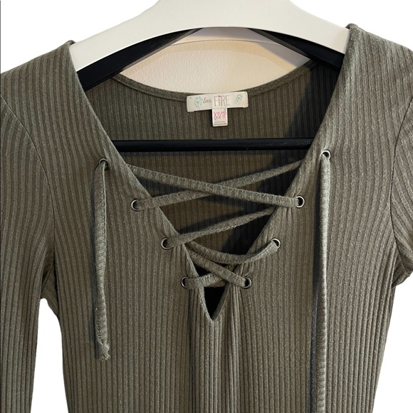Love Fire long sleeve dress with lace-up front - Picture 1 of 4